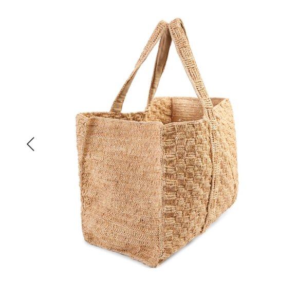 Faherty Women's Large Woven Straw Tote Bag - Natural, Raffia - Picture 3 of 10